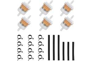 CISHOW 1/4Inch Motorcycle Fuel Filter Inline Kit, 6pcs 6mm Fuel Filter, 12pcs 8mm Black Hose Clamps, 6pcs 10/15cm Fuel Hose Clamps for Car Moped Motorcycle Lawn Bike Scooter