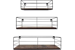 EYMPEU Wall Shelf, Floating Wall Shelf Black for Living Room, Bedroom, Kitchen, Bathroom, Save Space Set of 3