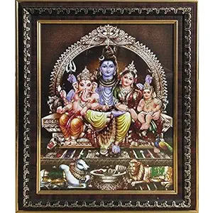 Dalvkot Lord Shiva Family/Shiva Parivar Photo Frame for Pooja Room (11.5 X 14.5 Inch)