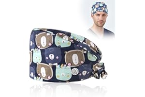 SULIUDAJI Kopfbedeckungen für Krankenschwestern,Weiche, OP Hauben Stoff Krankenschwester, Zubehör für Ärzten, Krankenschwester Kappe, Verstellbare Arbeitskappe, Baumwoll-Staubkappe, süße Unisex-Staubkappe