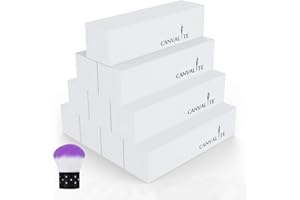 Canvalite Buffer Unghie, set 10 Buffer per Unghie Grana 120 con Pennello, Lime Unghie Professionali per Saloni di Bellezza, Adatti per Unghie in Gel