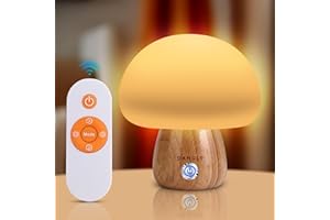 Danolt Mushroom Night Light,7 Colors Mushroom Lamp Rechargeable and Dimmable Mushroom Light Silicone Night Light with Remote