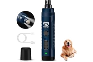 Casfuy Lima de Uñas Eléctrica para Perros con 2 Luces LED para Perros Grandes y medianos, Cortador de uñas eléctrico de 2 velocidades Mascotas, Herramienta Recargable el Cuidado y alisado de Patas