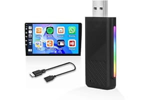 OiLiehu Adaptateur CarPlay sans Fil, Mise à Niveau de CarPlay Filaire en Usine, Dongle CarPlay sans Fil avec 5 Ghz, Bluetooth 5,0, Plug & Play, avec USB-A & USB-C Adaptateur