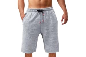 CUTeFiorino Pantaloncini corti da uomo, lunghezza al ginocchio, per il tempo libero, sportivi, traspiranti, in cotone, per lo sport, Quick-Dry Gym Fitness