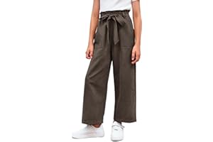 Haloumoning Pantaloni larghi da ragazza Palazzo Vita Alta Moda Bootcut Elastico Paperbag Casual Pantaloni con cintura