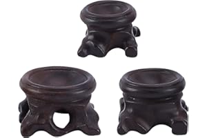 AHANDMAKER 3 pz Piedistallo per Display A Sfera di Cristallo in Legno, Supporto A Sfera con Supporto in Legno di 3 Dimensioni per Display con Sfera di Diamante di Cristallo