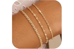 ZOERAY Bracelet Femme Or Argent Ensemble Chaîne Bracelets Plaqué Or Femme 18 Carats Serpent Twist Empilable Lot Bracelet Jonc Doré Argent Reglable Bangles Bijoux Fantaisie Cadeau pour Femme Fille