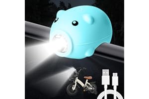 Meenewching Luz para patinete infantil, IP64 resistente al agua, LED para niños, recargable por USB, luz de advertencia LED con claxon, modo triple, para patinetes infantiles, patinete, bastón de