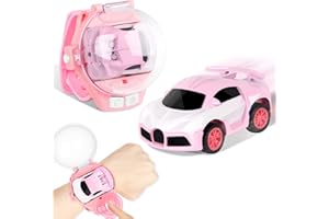 Zoomarlous Remote Control Car Watch Toys, 2.4 GHz Wrist RC Racing Car Watch, Mini RC Car Watch for Boys, Interactive Car Game Toys, Birthday Gifts for Boys and Girls (Pink)