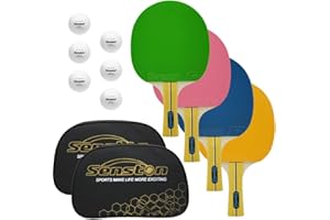 ‎SENSTON Senston Tischtennisschläger-Set (4 Schläger) – Farbenfrohe Optionen für lockere Wettkämpfe und Familienspaß | Das perfekte Tischtennis-Set für Jugendliche und Erwachsene!