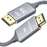 4K DisplayPort auf HDMI Kabel 1m,DP für HDMI Verbindungskabel Nylon Geflochtener,Snowkids DisplayPort zu HDMI UHD für HDTV,Mo