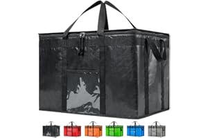 NZ home PRO Durable Insulated Cooler Bag (79L, 3XL, 1 pack) for Food Delivery & Grocery Shopping with Zippered Top, Black Commercial Grade