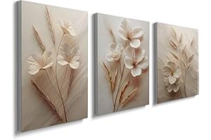 prinfantasy Room Decor Set of 3 Abstract Wall Art Canvas Prints Pictures for Living Room Neutral Paintings Home Office Minimalist Posters Wooden Framed Artwork Decorations 0911