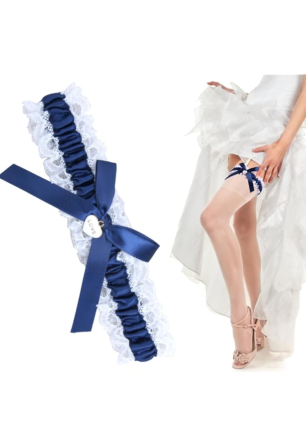 Jarretière De Mariage Femme UEAVOID - Élastique Bleu Dentelle, Accessoire Nuptial - 4