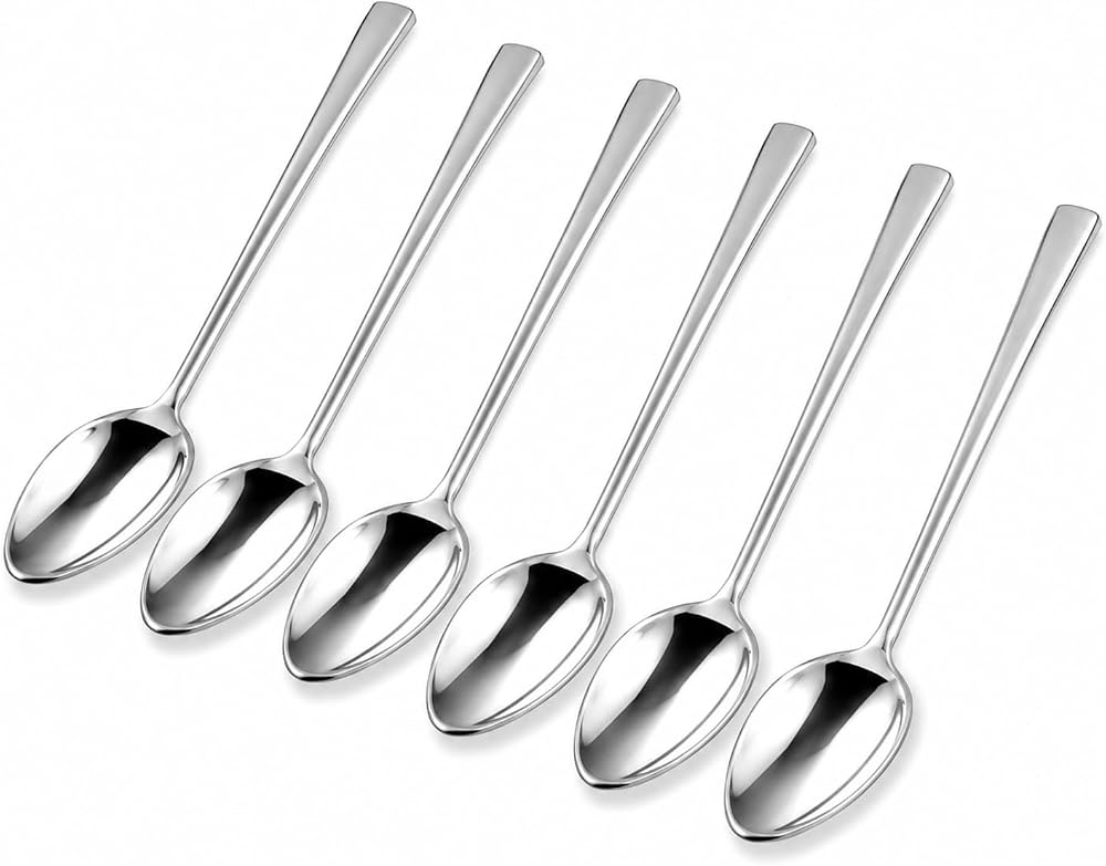 Kabakoz Tatlı Kaşığı, 6'lı Paslanmaz Çelik Küçük Kaşık Seti, Gümüş Metal 15 cm, 6 Adet