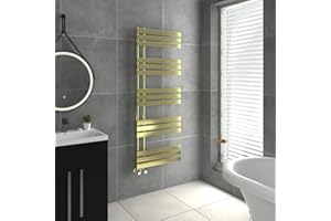 Warmehaus Designer Heated Towel Rail D Shape Bathroom Ladder Style Radiator Warmer Central Heating Brushed Brass 1600x600mm