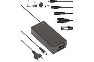 Swiftctrl Caricabatterie 42V 2A per Scooter Elettrico, Hoverboard, Monopattino Xiaomi M365/Pro/1S/Mi 3 – Alimentatore Universale con 6 Connettori, LED di Carica, Adattatore per Batteria 36V