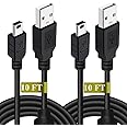 2 Pack 10ft PS3 Controller Charger Cable - Magnetic Ring Mini USB Data Charging Cord for PS Move Playstation 3 Wireless Contr