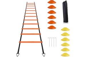 YHOTOGEA Agility Leiter Fußball Trainingsgerät Kinder, Fußballleiter Training mit 4 Heringen für Jugend, Geschwindigkeitsleiter, Workout-Leiter, Trainingsleiter für Fußball, Rugby, Tennis, Basketball