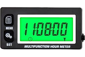 Jayron Retroiluminación LCD contador de horas digital termómetro medidor de voltaje batería reemplazable reloj para motocicleta ATV barco marino motor gasolina