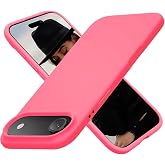 URUCHI iPhone 17 ile Uyumlu Kılıf, İ&ccedil;i Kadife Kaplamalı İnce Sıvı Silikon Tam Koruma Yumuşak Jel Silikon Kapak, Pembe