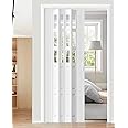 Concertina Door PVC & Acrylic Internal Foldable Gate - Custom Size, Accordion Door for Cupboard/Kitchen, Hallway Pantry Doorway Sliding Door with Handle(White,42x80in(106x203cm))