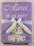 ★ Babydecke mit Namen und Datum bestickt ★ Baby Geschenke ★ Geburt ★ Taufe ★ - 7