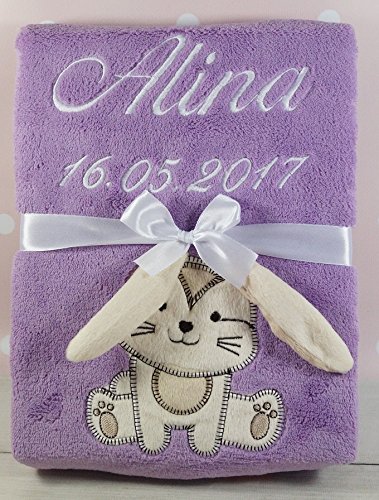 ★ Babydecke mit Namen und Datum bestickt ★ Baby Geschenke ★ Geburt ★ Taufe ★ - 7