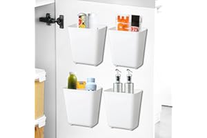 CRESZZLE Set di 4 Portaoggetti da Parete Autoadesivi, porta oggetti bagno, organizzatore cucina, Scatole di stoccaggio per armadio, bagno, frigorifero e piccoli oggetti.