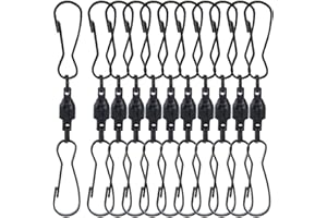 SOFPLATE 1 Box 20Pcs Dual Swivel Clip Wind Spinner Hooks 360 Degree Rotatable Stainless Steel Black Spinning Windsock Spiral Tails Crystal Twisters for Hanging Wind Spinners Plants Flags Party Supply