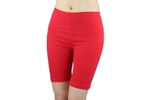 elegance1234 ltd ELEGANCE LADIES CYCLING SHORTS LYCRA STRETCHY COTTON above KNEE ACTIVE SPORT EVERYDAY SHORT LEGGING(GIFT)(Medium UK 12 (38), Red)