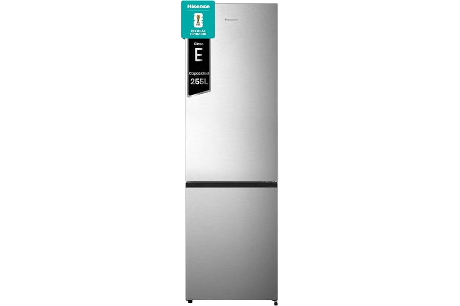 Hisense RB329N4ACE - Refrigerador combinado de instalación libre, Total No Frost con ventilación multiflujo, Inox Look, altur