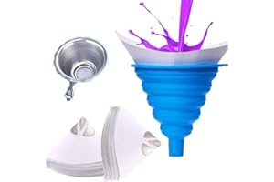 MaYuLa 102Pcs Disposable Paper Paint Filters Strainers Spray Gun Paint Filters 100 Micron Nylon Mesh Cone 3D Resin Paper Filters with Silicone Funnel & Colander for Automotive Spray Guns Arts Crafts