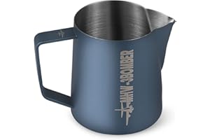 MHW-3BOMBER Jarra de leche para espresso, 500 ml, depósito de espuma de leche, espresso, acero inoxidable, vaporizador, espumante, mate, color azul P5014MB
