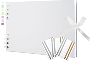 Vienrose Album Fotografico Scrapbook fai da te con 40 Pagine Bianche Spiralalbum per Baby Shower, Matrimonio e Compleanno, 15x21,6 cm Bianco