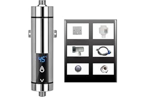 Calentador de Agua instantáneo eléctrico,CEIEVER sistema de agua caliente instantáneo 220V 5500W Mini Termo Eléctrico con Pantalla LCD Calentador de Agua sin Tanque para el cuarto de baño