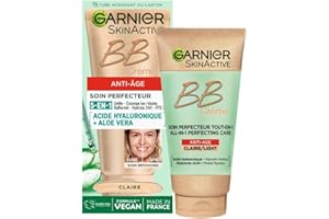 GARNIER Skin Active - BB Crème Anti-Âge - Soin Perfecteur Tout-En-1 - Raffermit & Hydrate - FPS 25 - Acide Hyaluronique & Aloe Vera - Vegan & Cruelty Free - Tous Types de Peaux - Teinte Claire - 50 ml