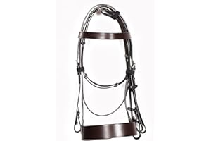 Aces Equine LEATHER HORSE HUNTER BRIDLE WITH 2" NOSEBAND & 1" BROWBAND PREMIUM QUALITY (BROWN COLOUR) (PONY)