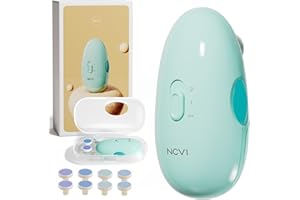 NCVI Elektrische Baby-Nageltrimmer, Baby-Nagelfeile, Trimm- und Polierset für Neugeborene, Säuglinge, Kleinkinder, Zehen- und Fingernagelpflege, Pflege- und Maniküreset, 8 Schleifköpfe, Blau