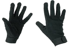 Agritura Guanti da equitazione in cotone jersey, nero (XS) – A15383