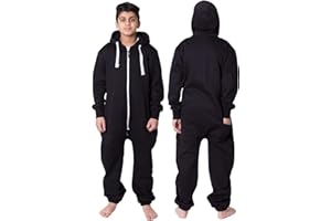 NOROZE Onesie Jumpsuit Weihnachts-Pyjama für Jungen Einteiler einfarbig Fleece-Einteiler mit Kapuze für Mädchen Schlafanzug Overall für Kinder Unisex UK-Größen 5–13 Jahre