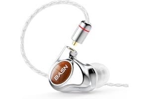 BASN Metalen PRO 4 Drivers in-Ear Monitors Headphones for Musicians, Noise Isolating Enhanced Bass Sound Earphones with CNC Metal Craft Shell, Wired Upgraded Detachable MMCX Cables(Coffee)