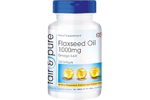 Fair & Pure® - Linseed Oil 1000 mg - 120 softgels - Essential Fatty acids Omega 3 6 9 - Easy to Swallow