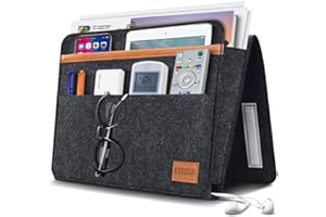 ERKOON Bett Organizer EinhäNgen, Betttasche Zum EinhäNgen Dickerem Filz Rutschfeste Mit Schnalle Baby Kinder Fernbedienungshalter Sofa Bedside Hanging Storage Organizer (Schwarz)
