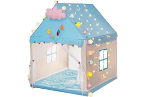 Ergocar Namiot tipi dla dzieci, namiot dziecięcy do użytku wewnątrz i dla dziewczynek, na zewnątrz, namiot do zabawy dla chłopców, księżniczka, książę, zamek z kolorowymi kulkami i gwiazdami, namiot