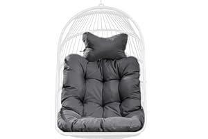 Mojia Egg Chair Cushion with Headrest Pillow, UV Resistant Thicken Hammock Swing Chair Cushion Replacement for Outdoor Indoor (Dark Gray)