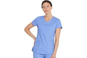 Dickies Women's EDS Signature V-Neck Top with Multiple Patch Pockets Medical Scrubs Shirt