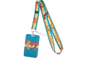 Juanooo Cool Dachshund Dog Lanyard Card Holder for Men Boys Cute Green Key Lanyard Keychain for Women