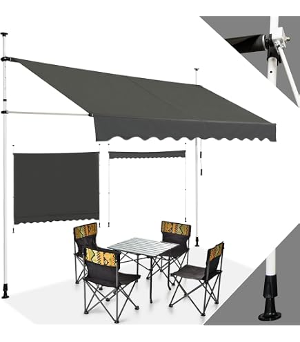Auvent Rétractable VidaXL 250x150 Cm - Store De Terrasse Réglable En Hauteur (210-300 Cm), Toile Polyester Anthracite, Cadre Acier, Manivelle Manuelle